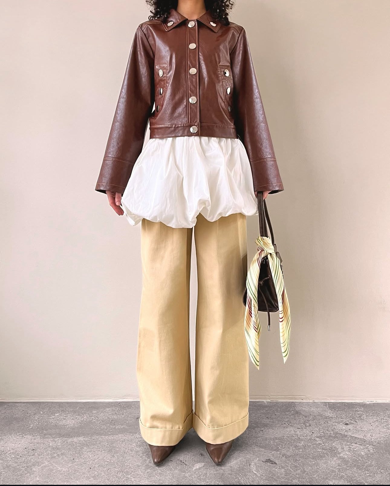 SHIRLEY BROWN FAUX LEATHER JACKET
