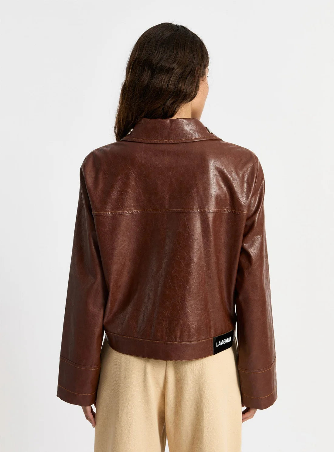 SHIRLEY BROWN FAUX LEATHER JACKET
