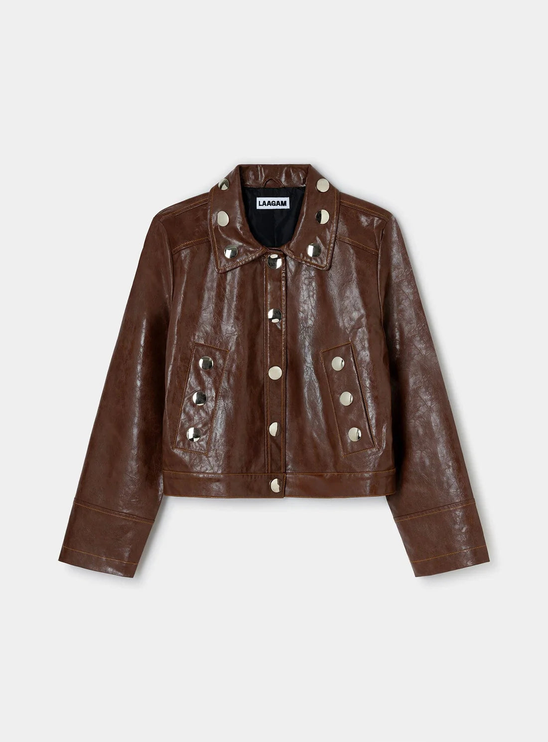SHIRLEY BROWN FAUX LEATHER JACKET