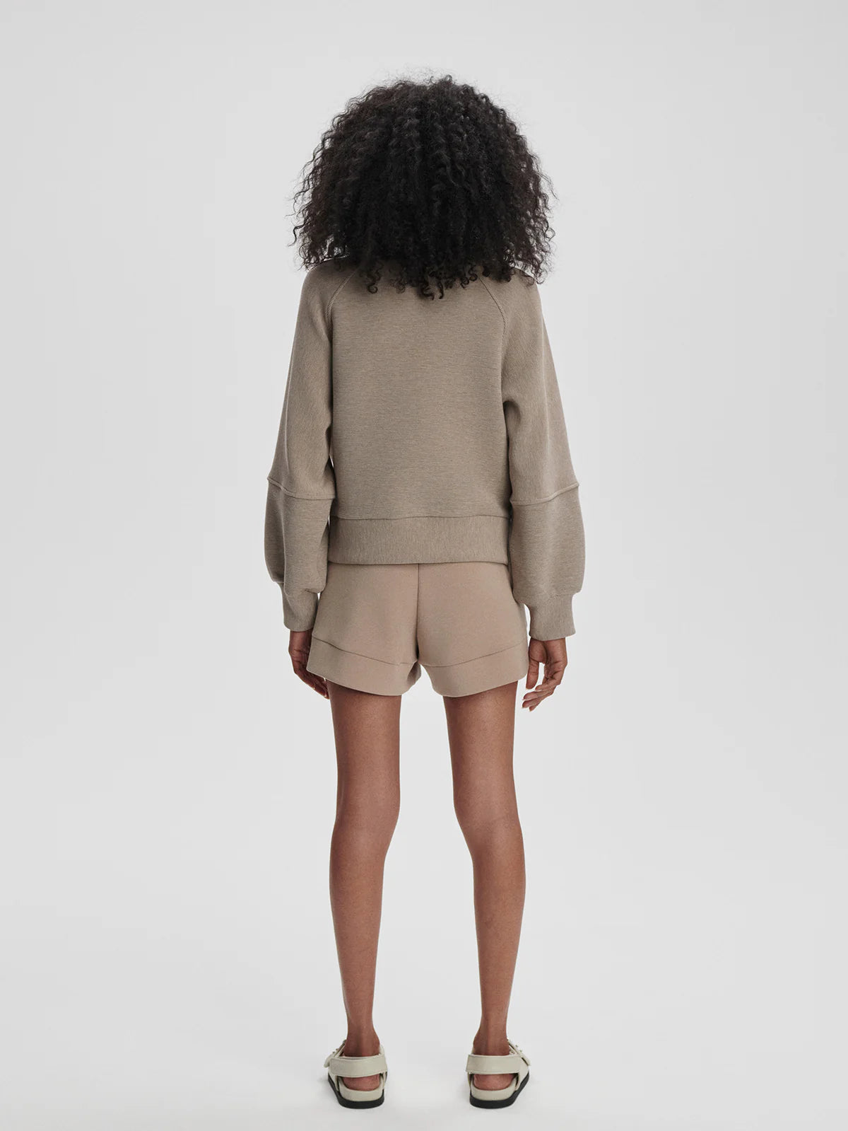 Milano Half-Zip Sweat in Taupe Marl