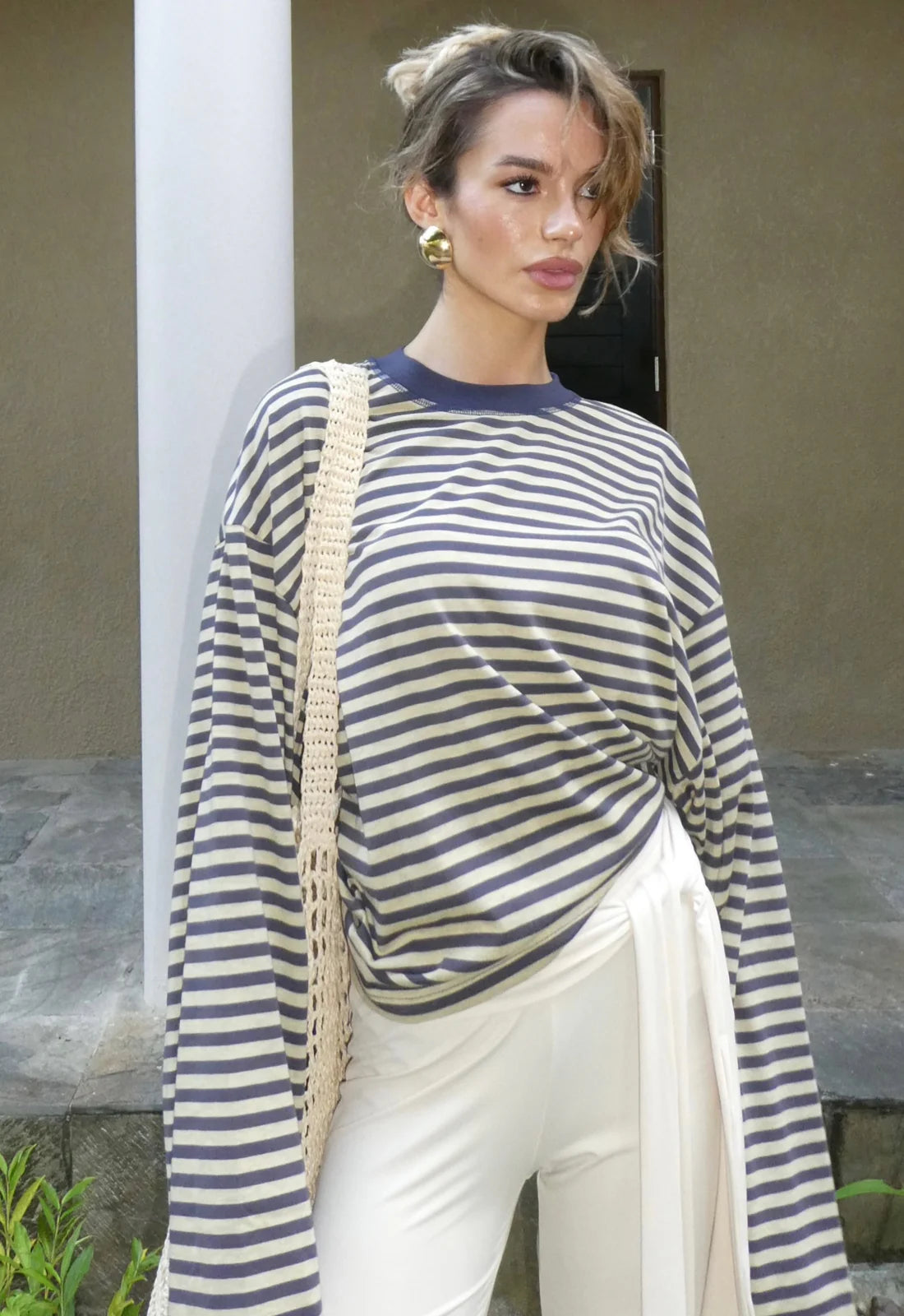 BLOOM LONG SLEEVE | BEIGE STRIPE