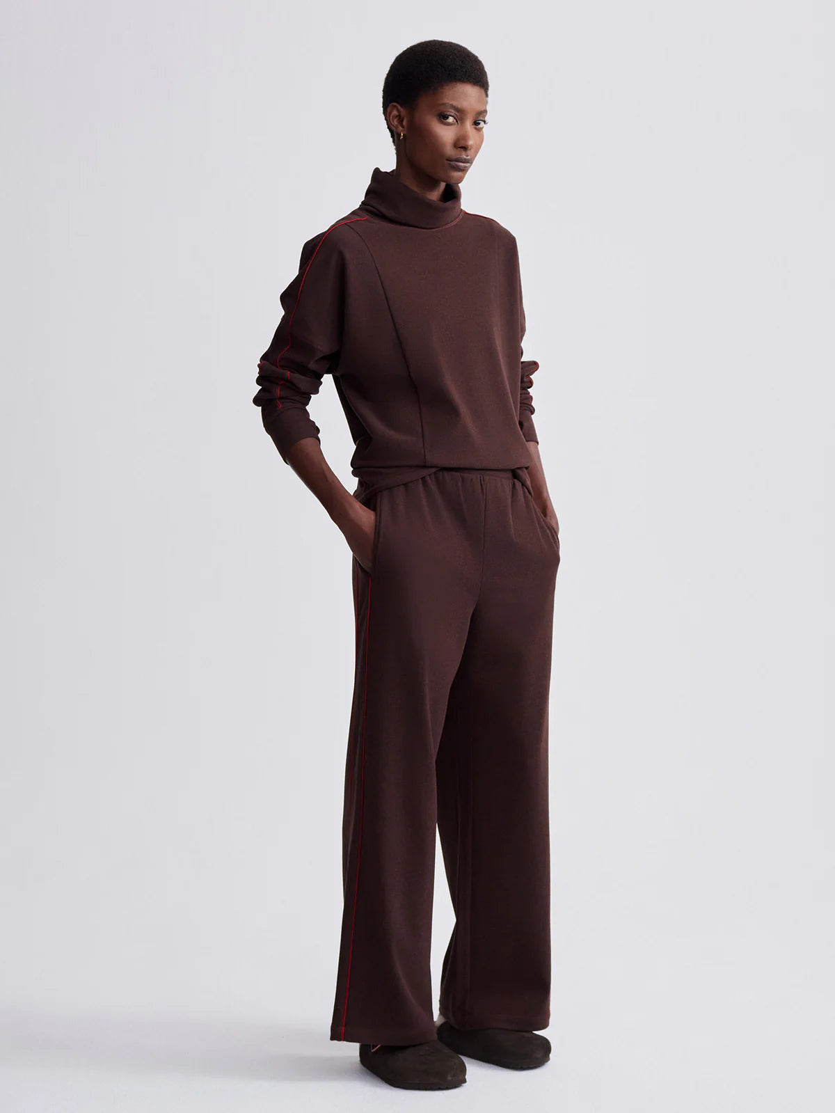 Ariana Brushed Rib Wide Leg Pant 28"