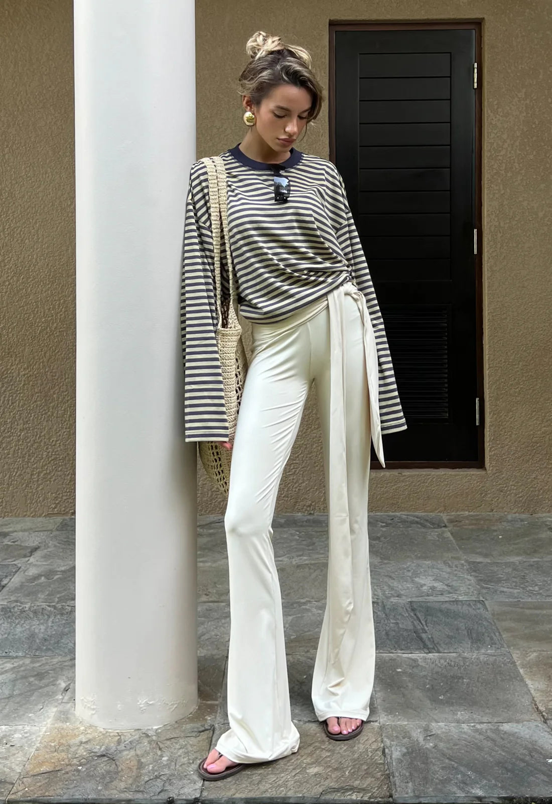 BLOOM LONG SLEEVE | BEIGE STRIPE