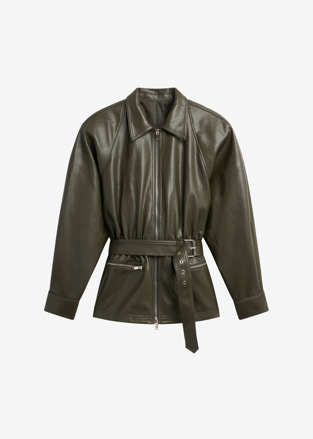 ANNE LEATHER JACKET - OLIVE