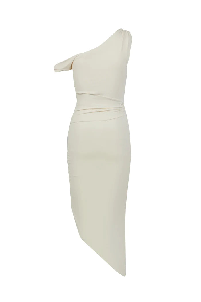 LOUISA BROOCH DRESS CREME