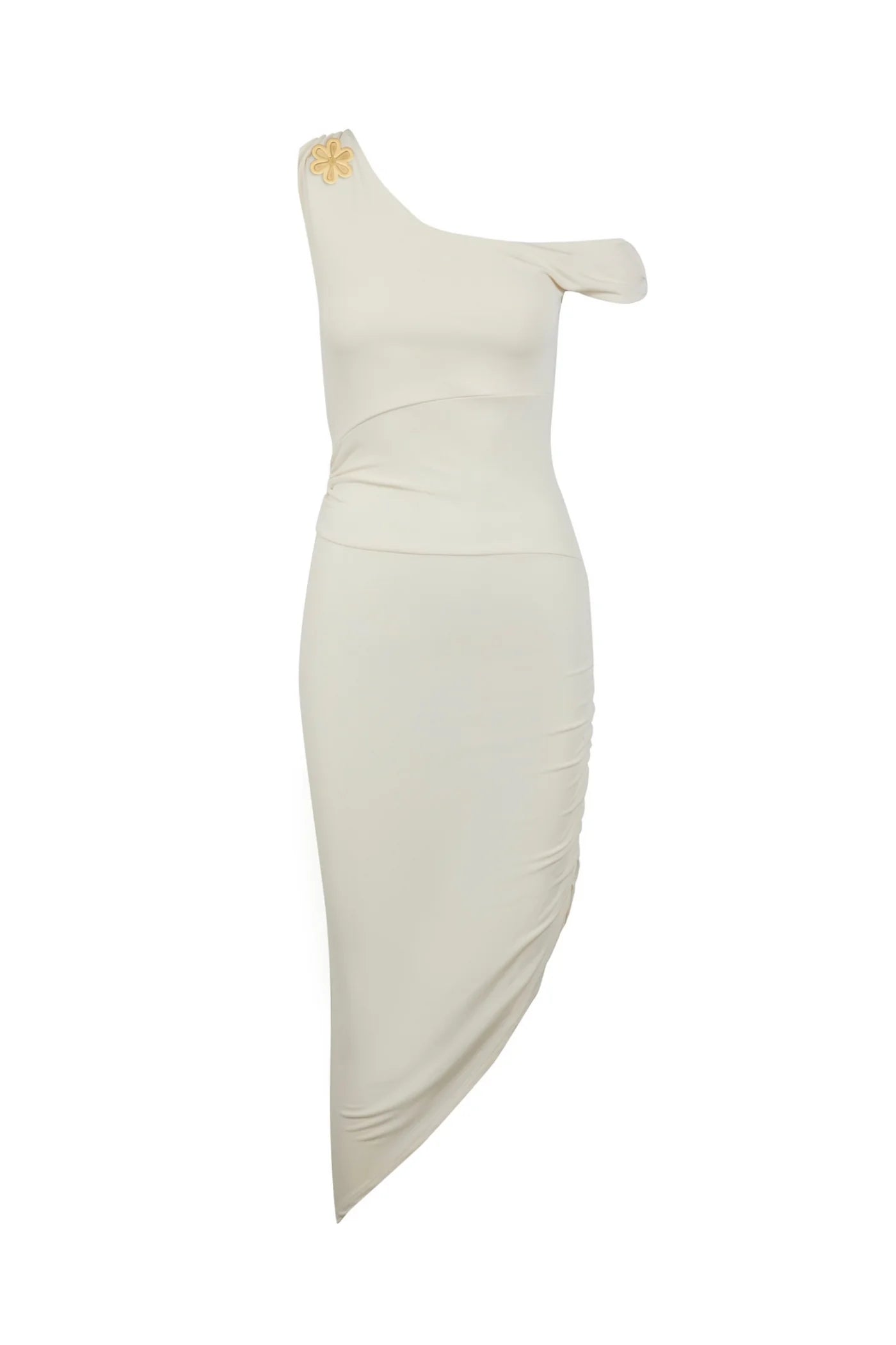 LOUISA BROOCH DRESS CREME