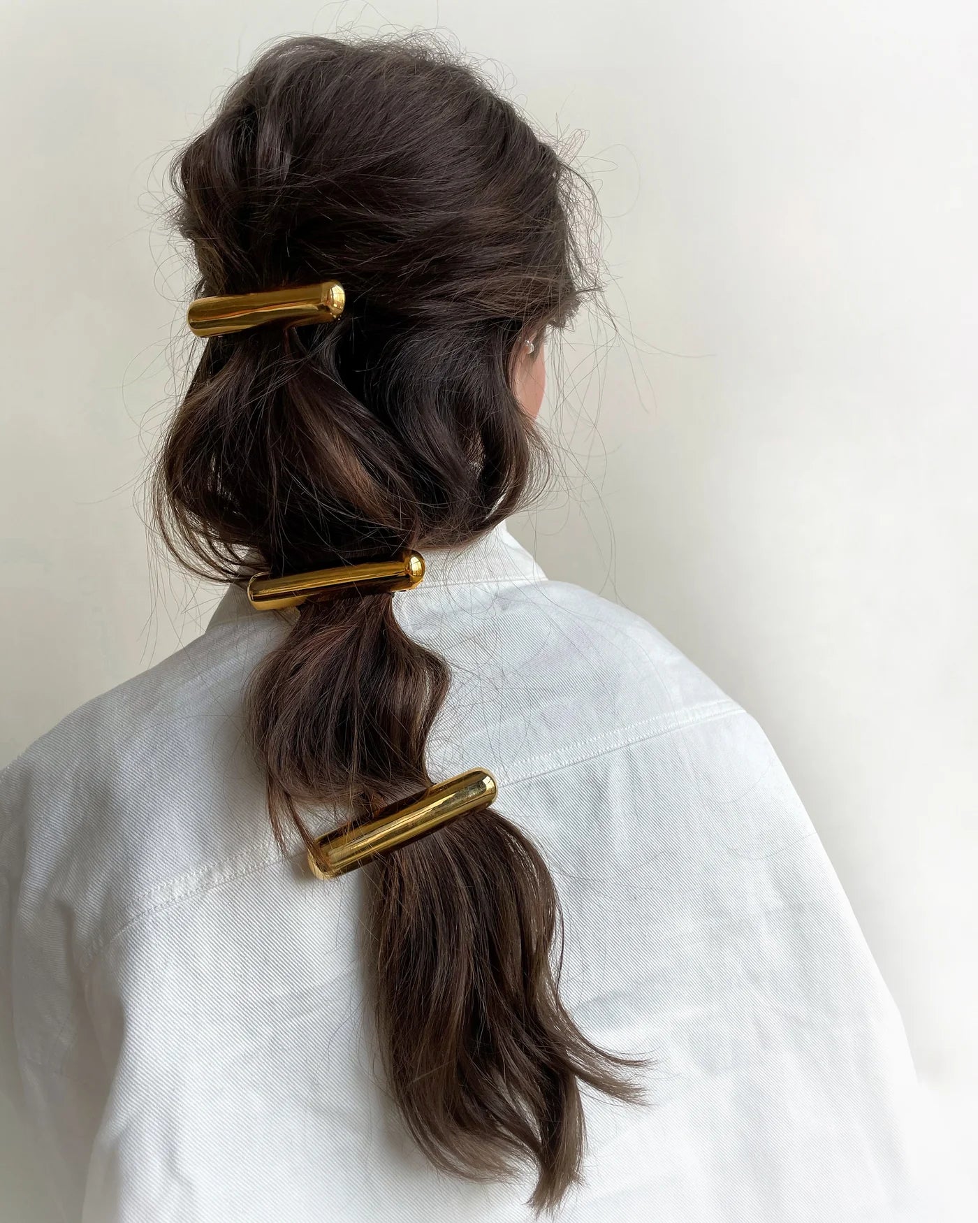 GLOSSY BAR BARRETTE GOLD