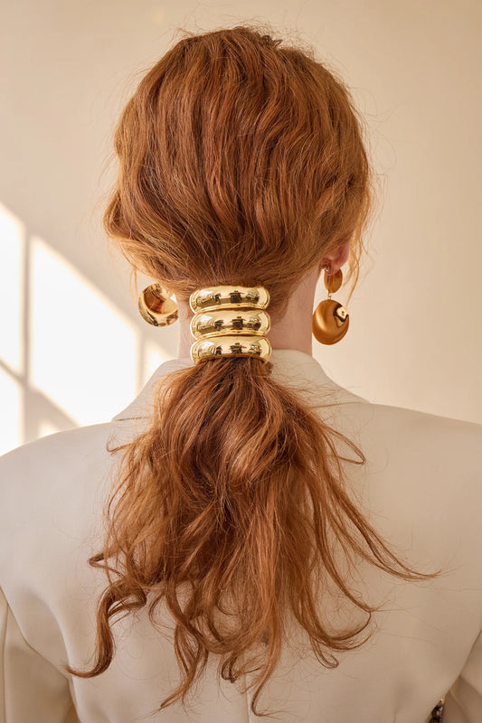 GLOSSY TRIPLE ARCH PONY CUFF GOLD