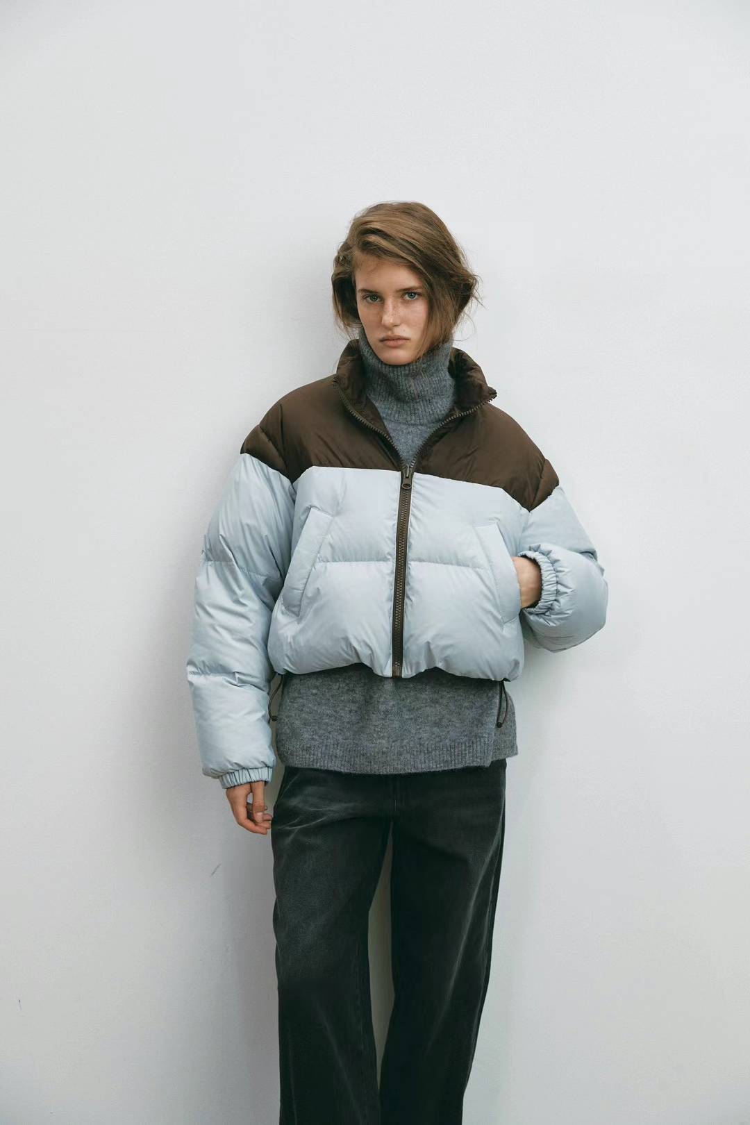 KATE REVERSIBLE PUFFER JACKET IN SKY BLUE