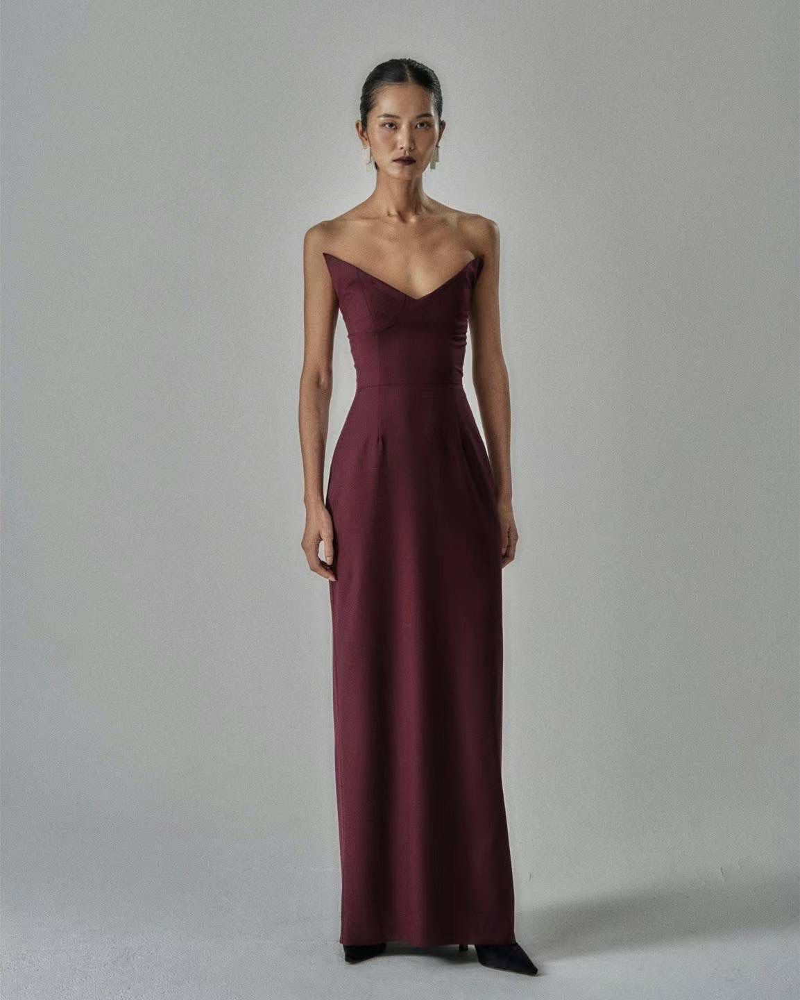 BIMBA DRESS - BURGUNDY