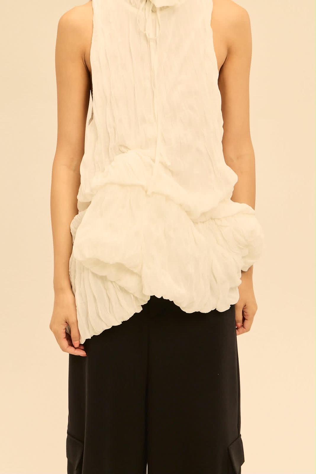 LONDON RUFFLE BLOUSE - WHITE