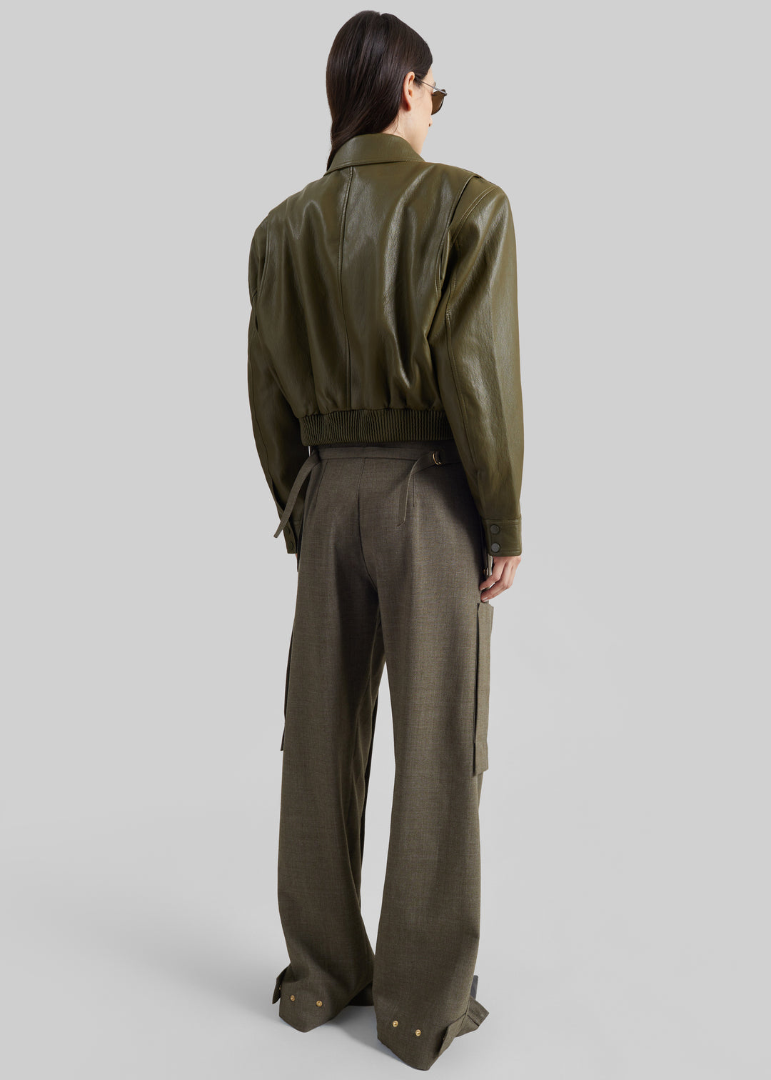 PARIS LEATHER JACKET - ARMY GREEN