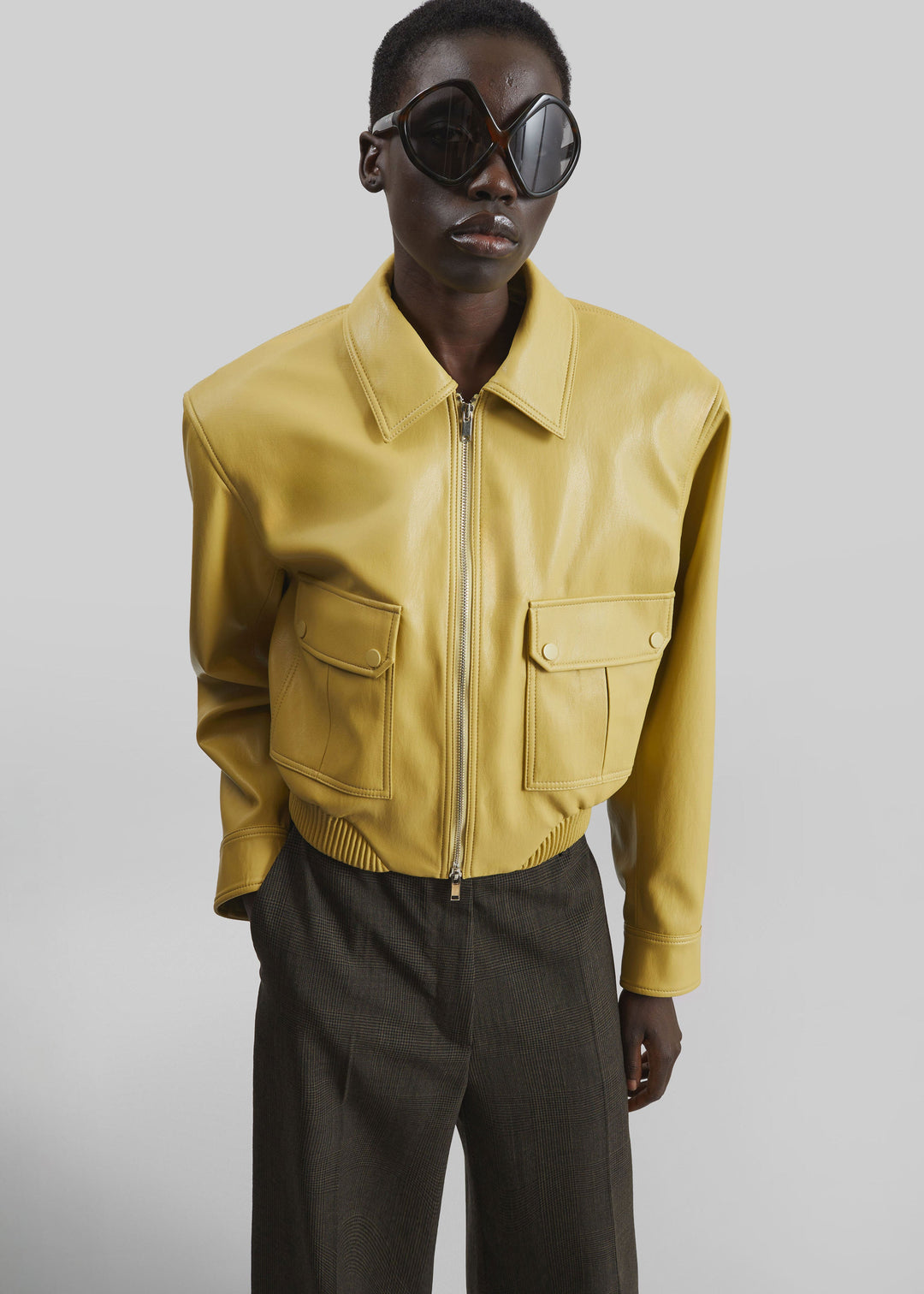 PARIS LEATHER JACKET - YELLOW