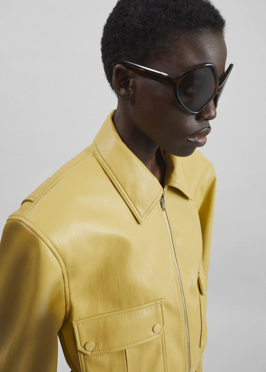 PARIS LEATHER JACKET - YELLOW