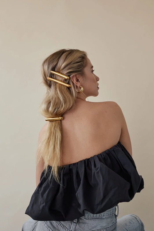 GLOSSY BAR BARRETTE GOLD