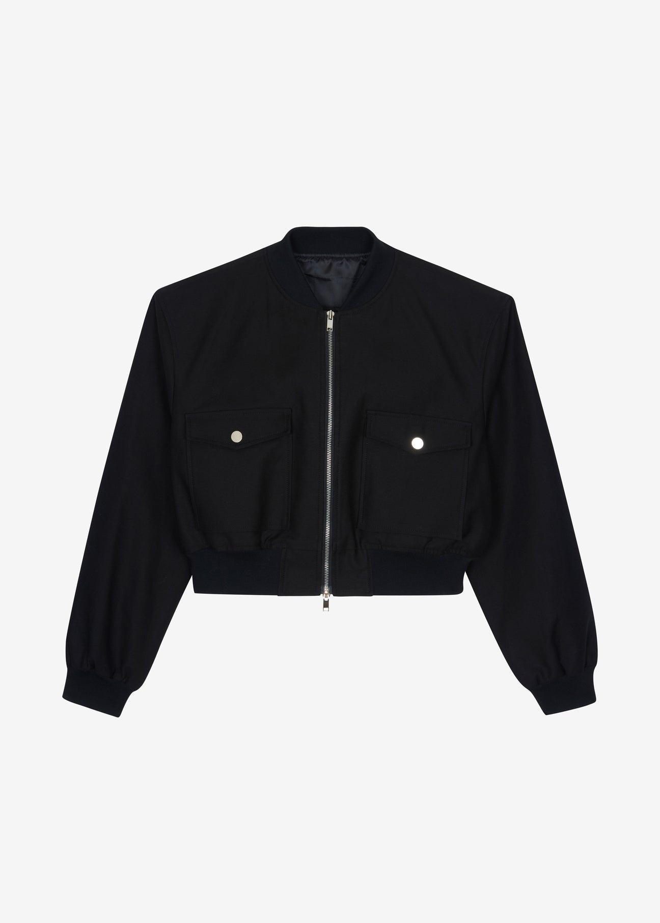 POMONA CROP BOMBER JACKET - BLACK