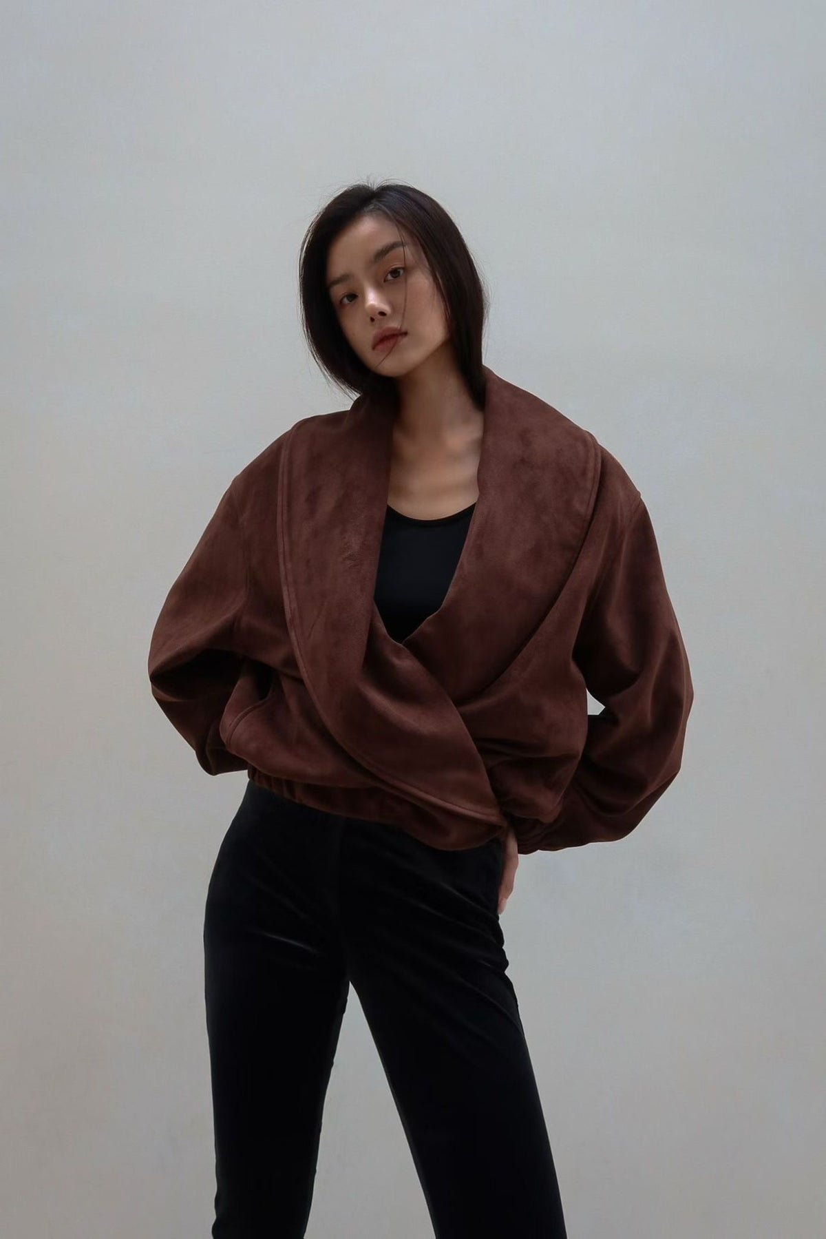 MILAN SUEDE JACKET - ESPRESSO BROWN