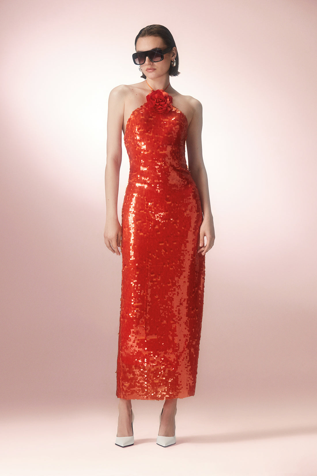 HALTER SEQUIN RED DRESS