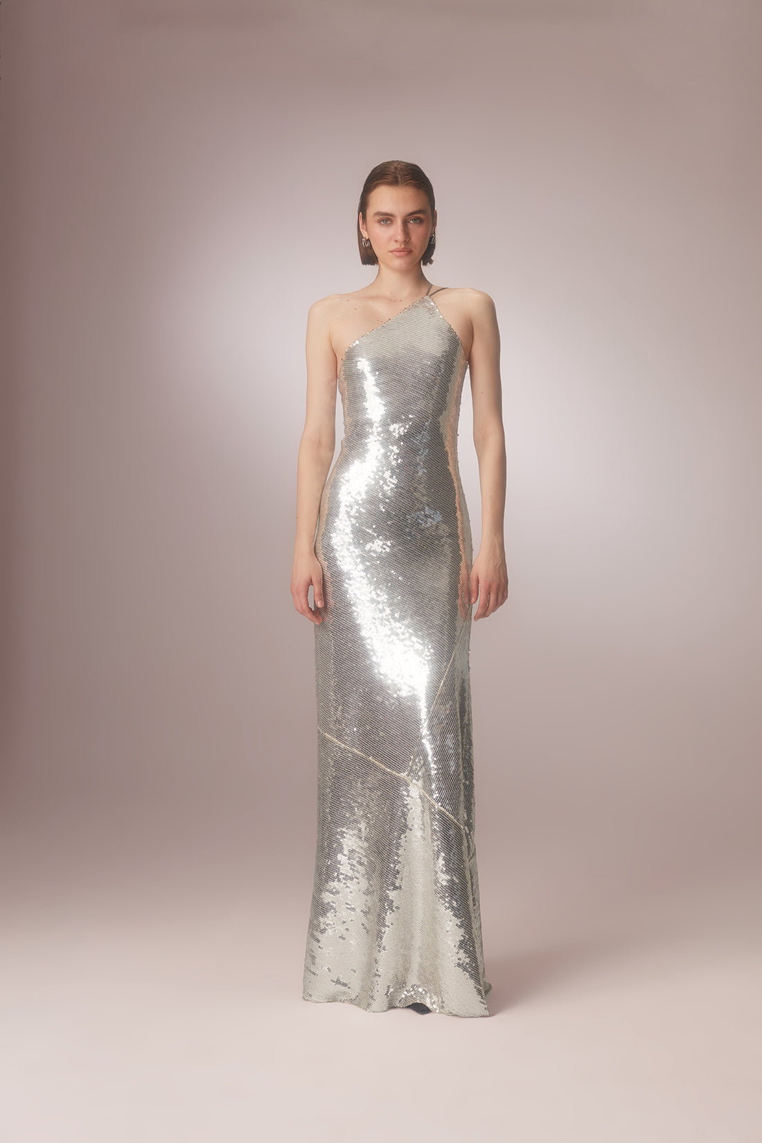 ONE SHOULDER SEQUIN LONG DRESS